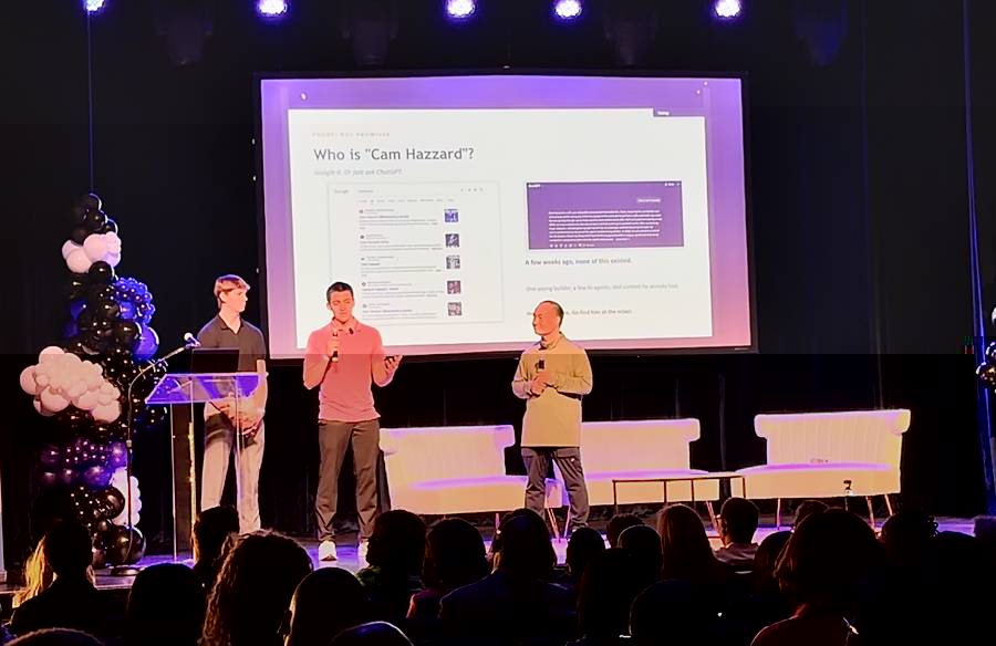 Dylan Haugen speaking at DSDT (Detroit School of Digital Technology) with Dennis Yu and Cam Hazzard